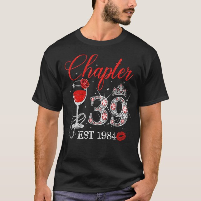 Camiseta Capítulo 39 Años EST 1984 39º cumpleaños Rosa Roja (Anverso)