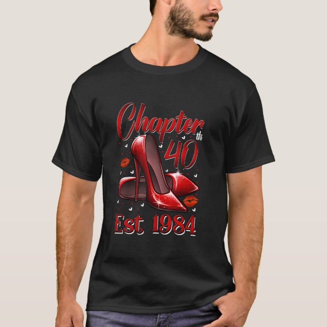Camiseta Capítulo 40 Años EST 1984 40º cumpleaños Alto rojo (Anverso)