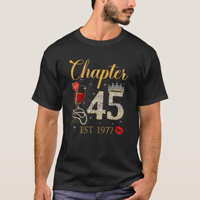 Camiseta Capítulo 45 Años EST 1977 45º cumpleaños Rosa Roja (Anverso)