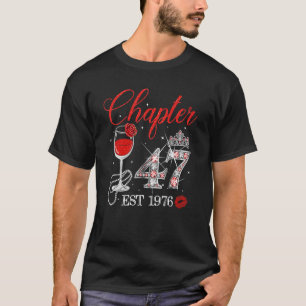 Camiseta Capítulo 47 Años EST 1976 47º cumpleaños Rosa Roja