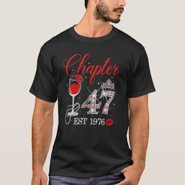 Camiseta Capítulo 47 Años EST 1976 47º cumpleaños Rosa Roja (Anverso)
