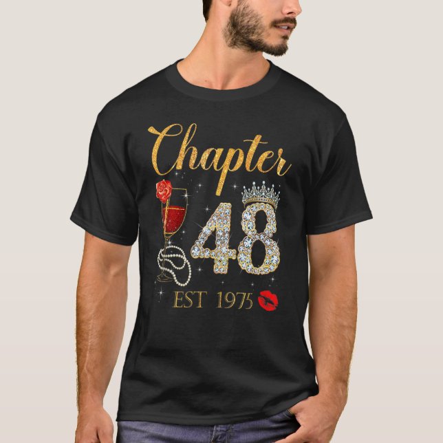 Camiseta Capítulo 48 Años EST 1975 48º cumpleaños Rosa Roja (Anverso)