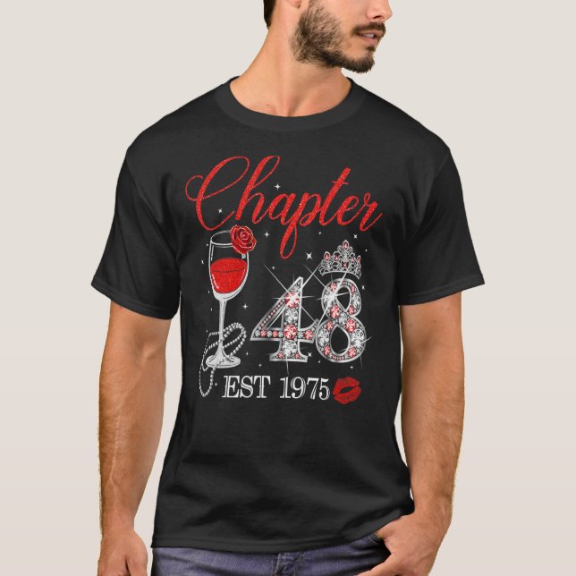 Camiseta Capítulo 48 Años EST 1975 48º cumpleaños Rosa Roja (Anverso)