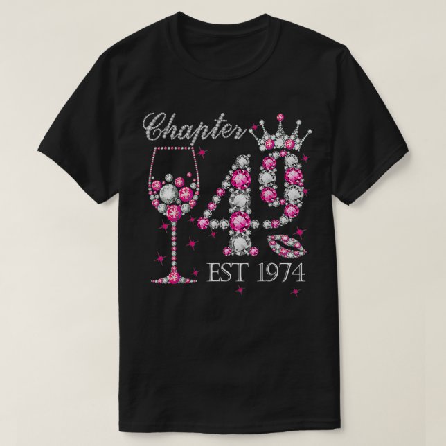 Camiseta Capítulo 49 Años EST 1974 49º cumpleaños Vino rosa (Diseño del anverso)