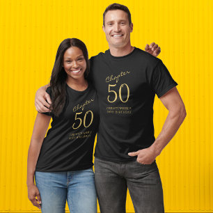 Camiseta Capítulo 50 50ª Fiesta de Cumpleaños Negro Y Oro