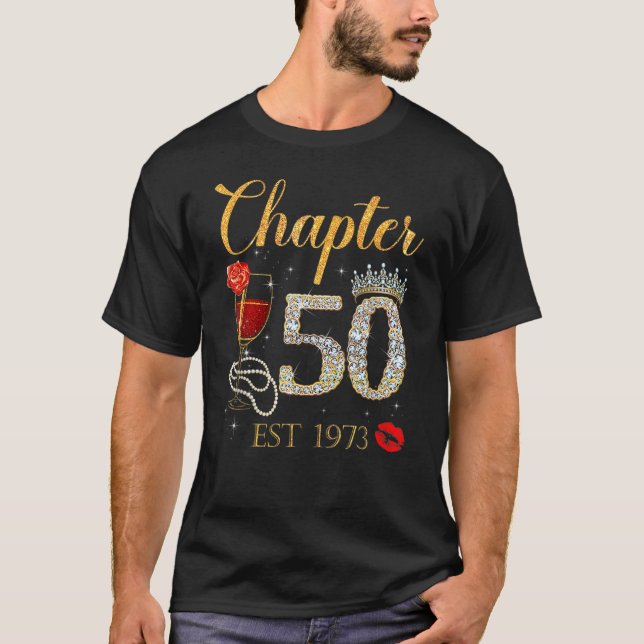 Camiseta Capítulo 50 Años EST 1973 50º cumpleaños Rosa Roja (Anverso)