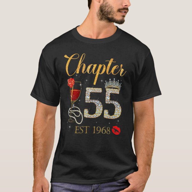 Camiseta Capítulo 55 Años EST 1968 55º cumpleaños Rosa Roja (Anverso)
