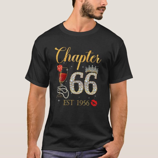 Camiseta Capítulo 66 Años EST 1956 66º Cumpleaños Rosa Roja (Anverso)