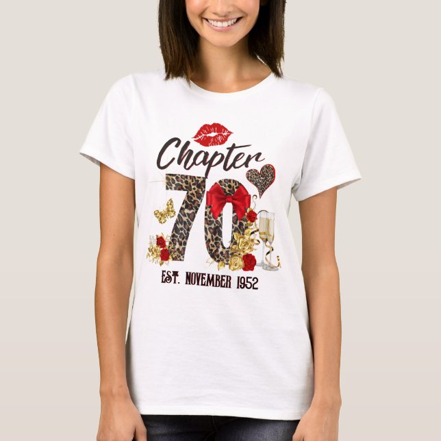Camiseta Capítulo 70 Leopardo rojo y oro 70 cumpleaños (Anverso)