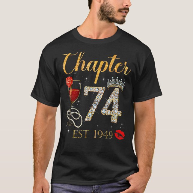 Camiseta Capítulo 74 Años EST 1949 74º cumpleaños Rosa Roja (Anverso)
