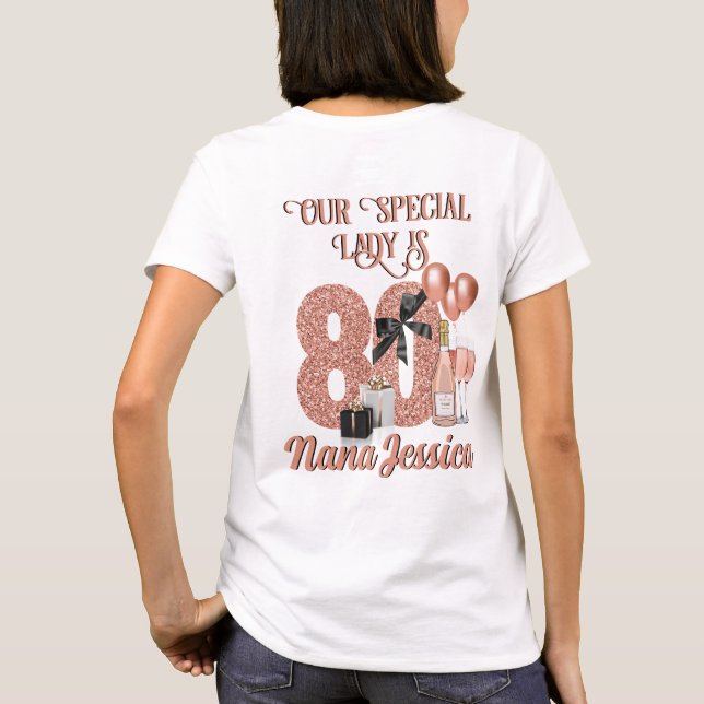 Camiseta Capítulo 80 Elegante Rosa Oro 80 cumpleaños (Reverso)