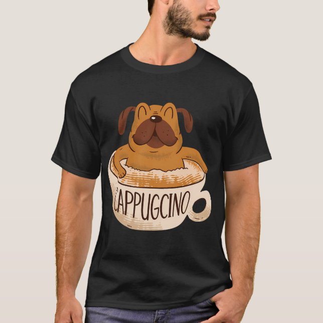 Camiseta Cappuccino Pug de Café (Anverso)