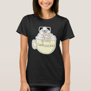 Camiseta CappugCino Pug adorable con una galleta en una taz