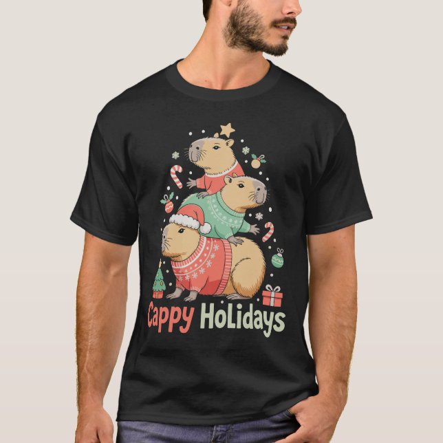 Camiseta Cappy Capybara de Navidad árbol de Navidad tempora (Anverso)