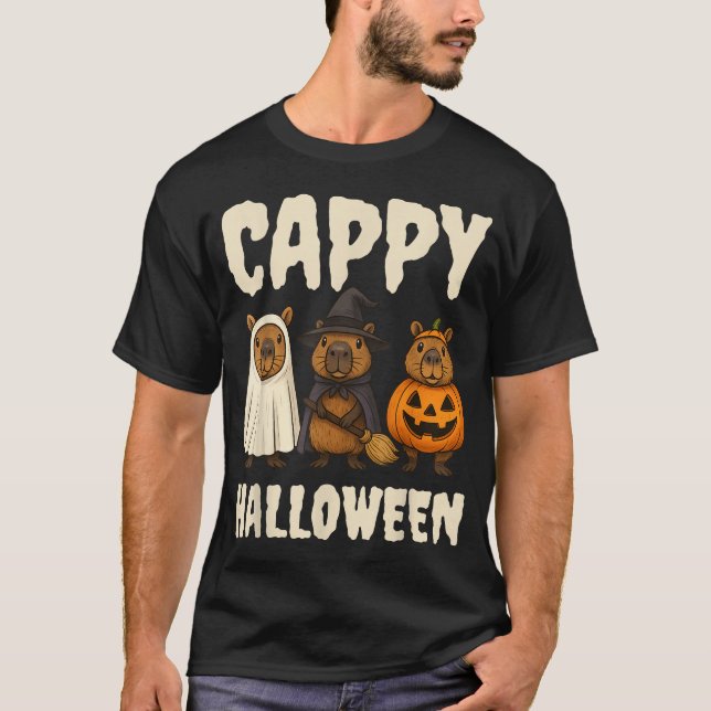 Camiseta Cappy Halloween Capybara Ghost Witch Spokin (Anverso)