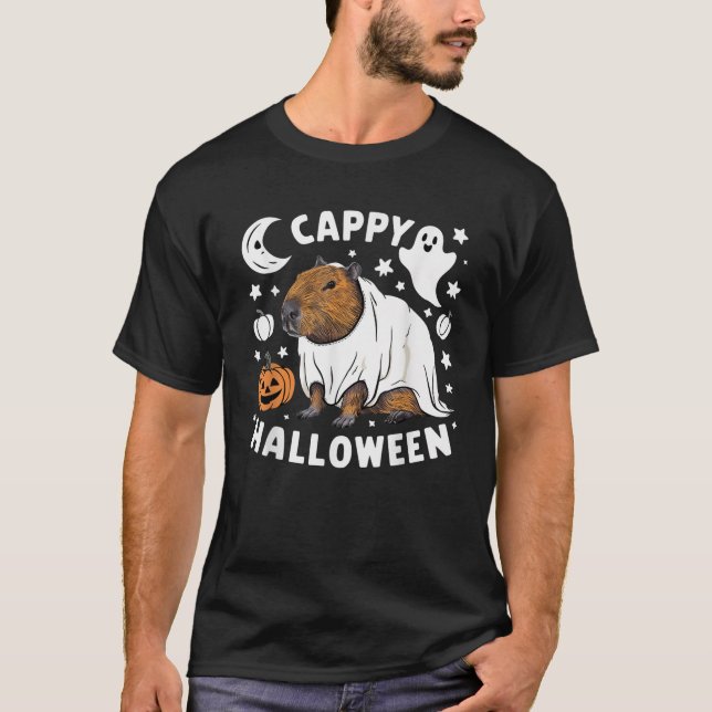 Camiseta Cappy Halloween Cute Capybara Ghost Costume (Anverso)