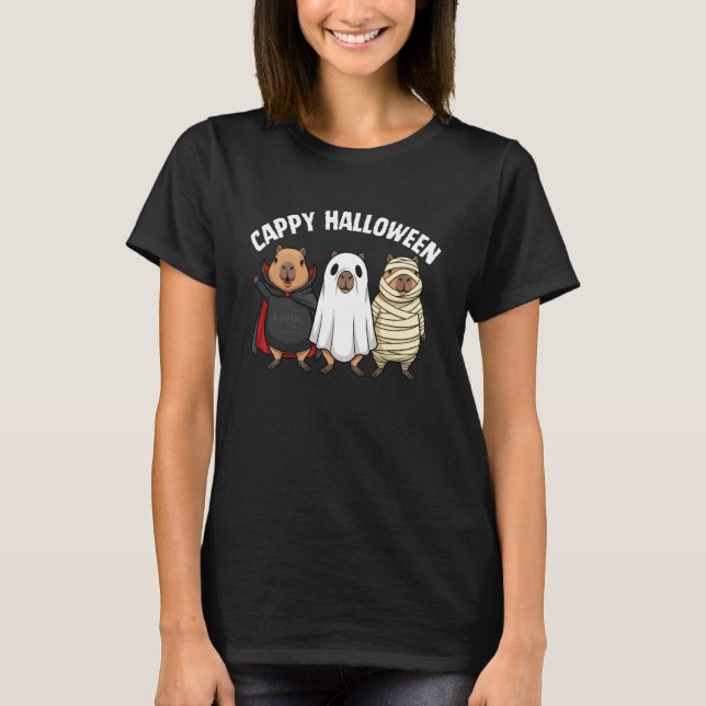 Camiseta Cappy Halloween divertido capybara vampiro fantasm (Anverso)