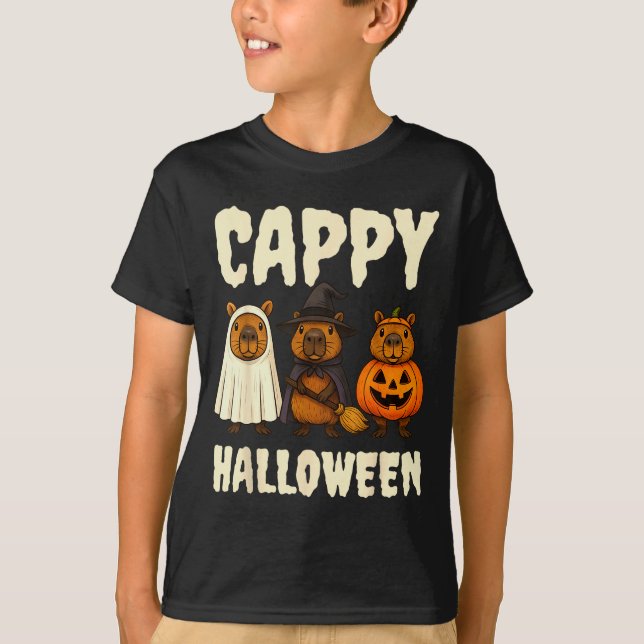 Camiseta Cappy Halloween Funny Capybara Ghost Witch Pumpkin (Anverso)