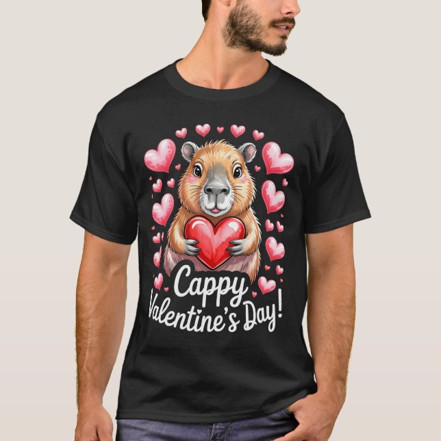Camiseta Cappy Valentine’s Day Cute Capybara Heart Design P (Anverso)