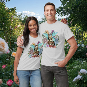 Camiseta Caprichosa gata hada atigrada pastel Floral Fantas