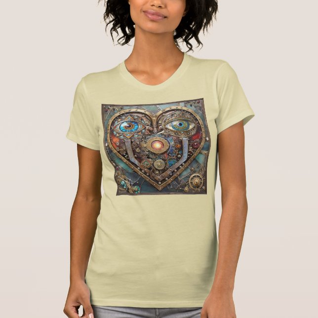 Camiseta Caprichoso Corazón Steampunk Te Veo Te Amo (Anverso)