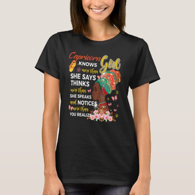 Camiseta Capricorn Chica sabe más de lo que dice Cumpleaños (Anverso)