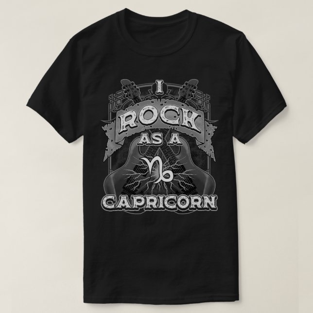 Camiseta Capricorn Guitar I Rock As A Capricorn Zodiac Sign (Diseño del anverso)