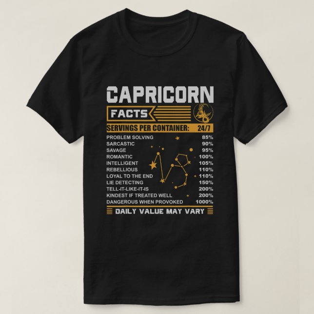 Camiseta Capricorn Hechos Zodiac Funny Capricorn Cumpleaños (Diseño del anverso)