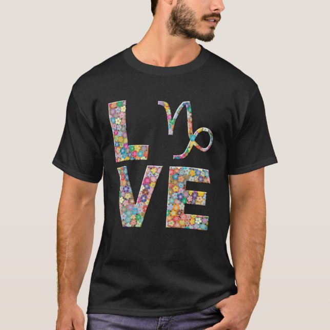 Camiseta Capricorn Zodiac Astrology Love Flowers (Anverso)
