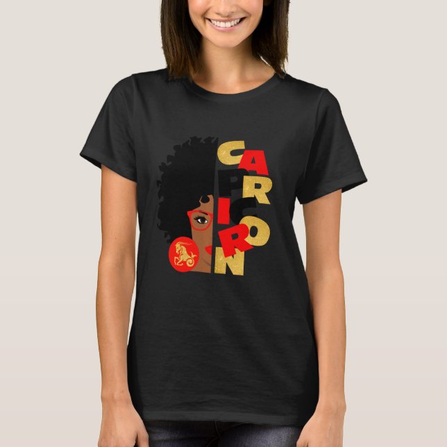 Camiseta Capricornio de media cara Reina negra Cumpleaños Z (Anverso)
