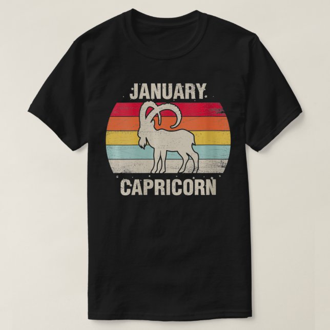 Camiseta Capricornio Enero Regalo de cumpleaños Rótulo retr (Diseño del anverso)