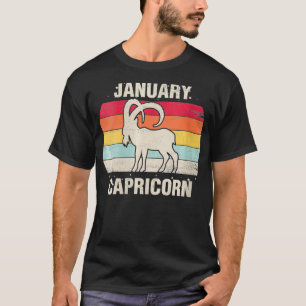 Camiseta Capricornio Enero Regalo de cumpleaños Rótulo retr