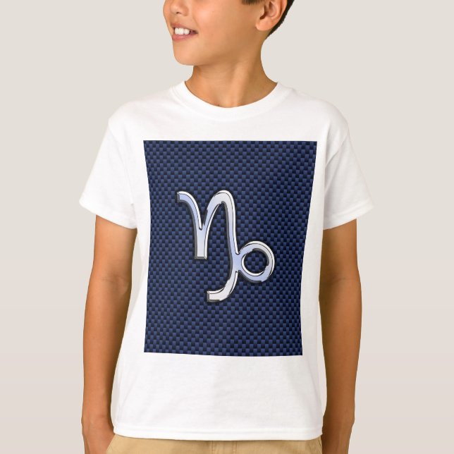 Camiseta Capricornio plateado Zodiac Rótulo Blue Carbon Sty (Anverso)