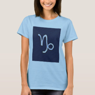 Camiseta Capricornio plateado Zodiac Rótulo Blue Carbon Sty