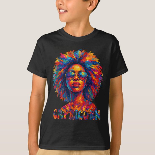 Camiseta Capricornio Reina Afro Arte Afroamericanas Zo (Anverso)