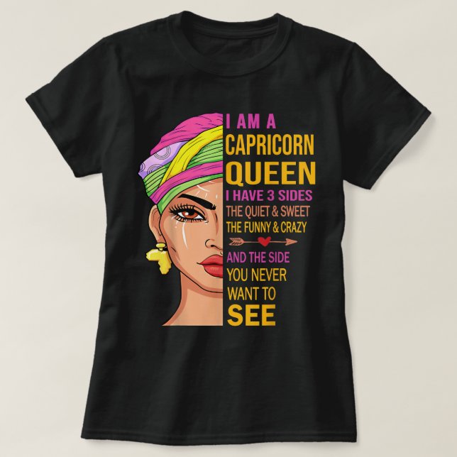 Camiseta Capricornio reina I tiene 3 caras de cumpleaños Ca (Diseño del anverso)