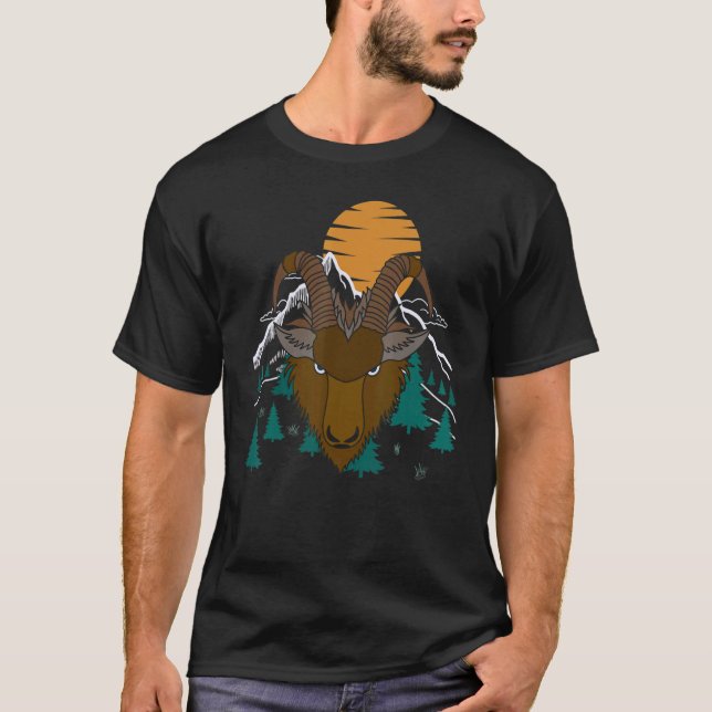 Camiseta Capricornio Retrato Animal Salvaje Impresión De Ca (Anverso)