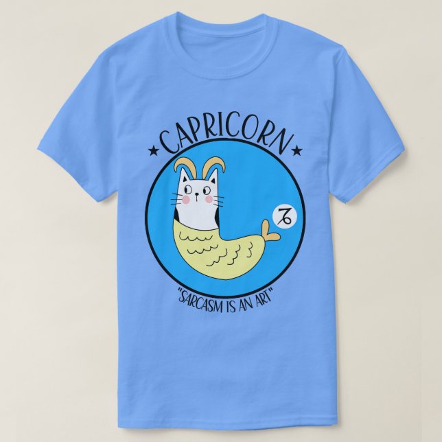 Camiseta Capricornio Rótulo Zodiac Cuidó Gracioso Gato Gato (Diseño del anverso)