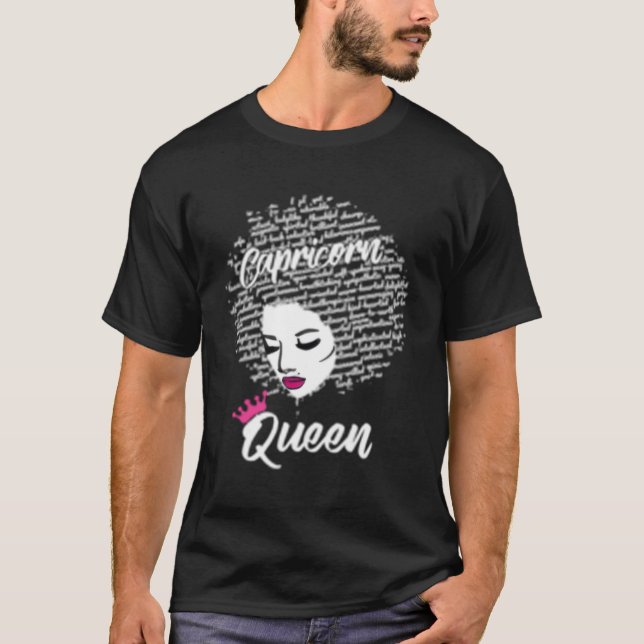 Camiseta Capricornio Zodiac Afro Para Negro (Anverso)