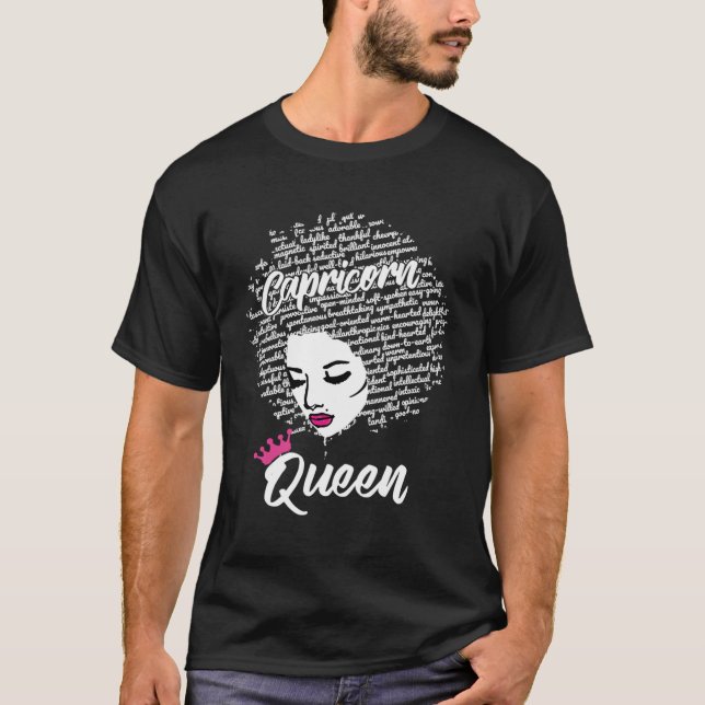Camiseta Capricornio Zodiac Afro Para Negro (Anverso)