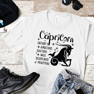 Camiseta Capricornio Zodiac Rótulo Rasgos de horóscopo T-Sh