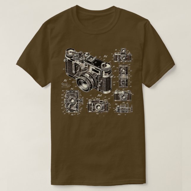 Camiseta Cápsulas de patentes antiguas de cámara retro Love (Diseño del anverso)