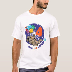 Camiseta Captai Espacial Bday Astronauta De 4 Años De Edad