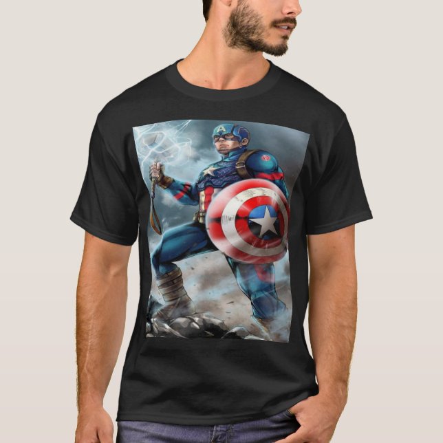 Camiseta Captain America – Lightning Shield of Freedom (Anverso)