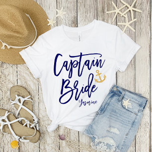 Camiseta Captain Bride   Caligrafía azul moderna