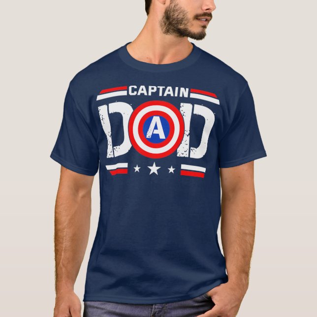 Camiseta Captain Dad Superhero Funny Men Fathers Day Dad (Anverso)