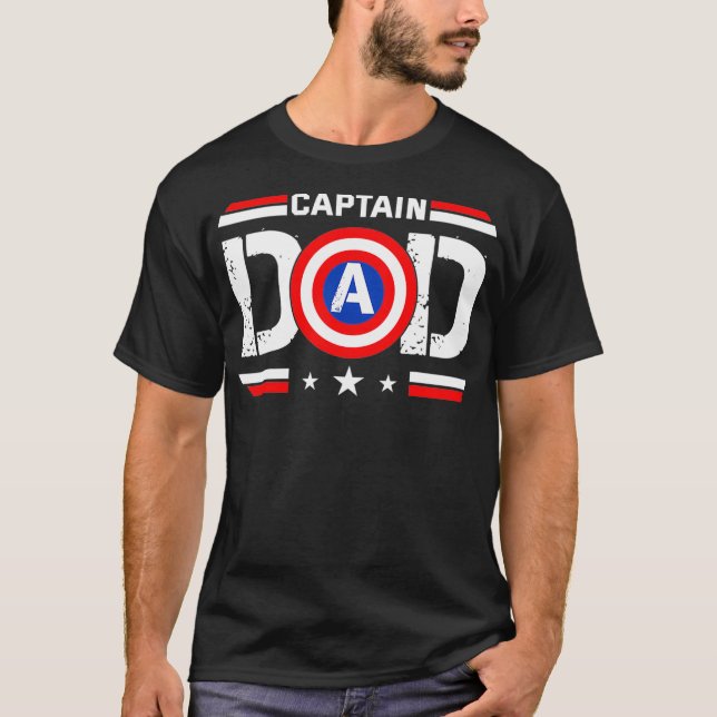 Camiseta Captain Dad Superhero Funny Men Fathers Day Dad (Anverso)