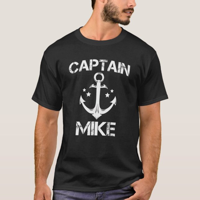Camiseta CAPTAIN MIKE Gracioso Cumpleaños Nombra de barco (Anverso)