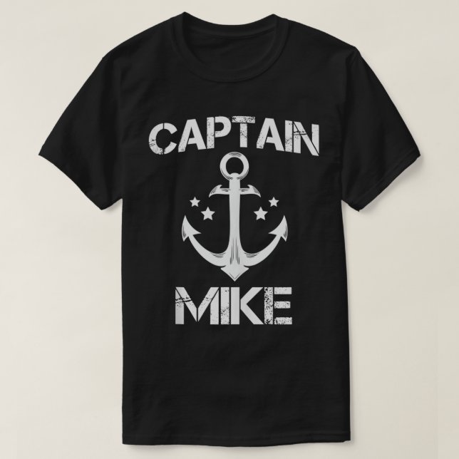Camiseta CAPTAIN MIKE Gracioso Cumpleaños Nombra de barco (Diseño del anverso)