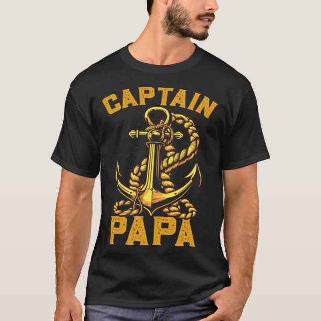 Camiseta Captain Papa Pontoon Sailing Boat Dad Daddy Father (Anverso)